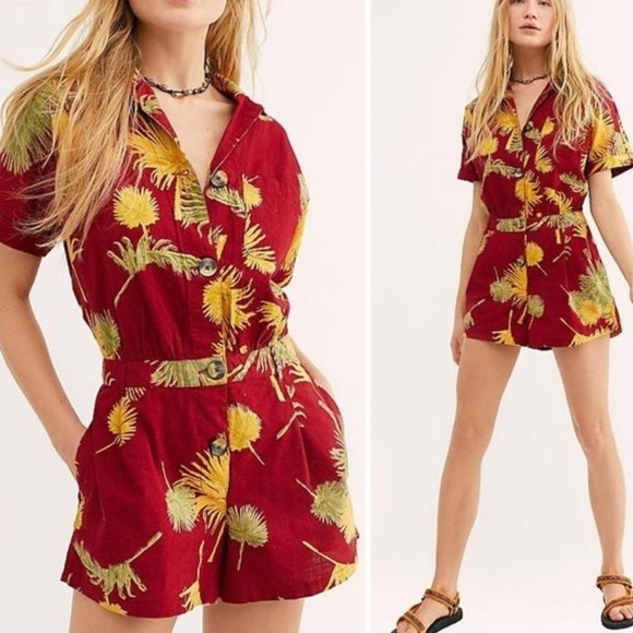 Free People Pants - FREEPEOPLE Malibu tropical print jumpsuit
